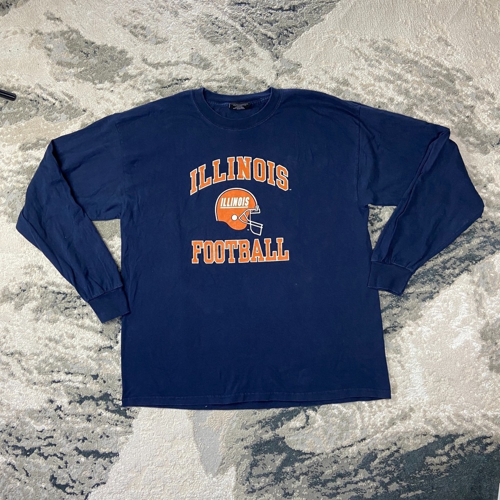 Illinois Fighting Illini Shirt Mens XL Navy Blue Steve & Barry's Football NCAA